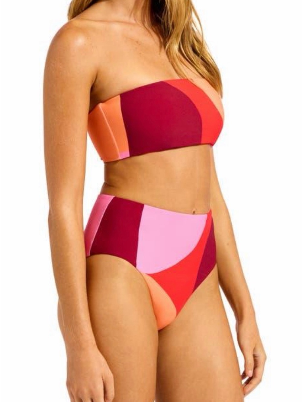 Seafolly Sorento Flame Bandeau & High-Waist Bikini. Top: 34-36 C/D Bottom: 4-6